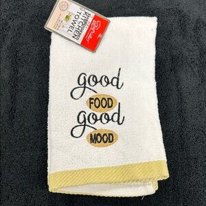 Red and White Kitchen Towel - Good Food Good Mood